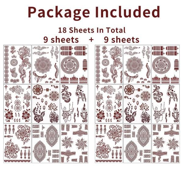 MAYCREATE® Tattoo Sticker 18 Sheets Mandala Temporary Tattoo for Women Girls Brown Lotus Flower Arm Band Tattoo Waterproof Henna Tattoo Stickers for Hands, Body, Arm, Feet MAYCREATE® Tattoo Sticker 18 Sheets Mandala Temporary Tattoo for Women Girls Brown Lotus Flower Arm Band Tattoo Waterproof Henna Tattoo Stickers for Hands, Body, Arm, Feet